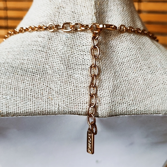 Sugarfix Sugar Fix Faux Turquoise Gold Tone Green Statement Necklace NWOT - Picture 8 of 10